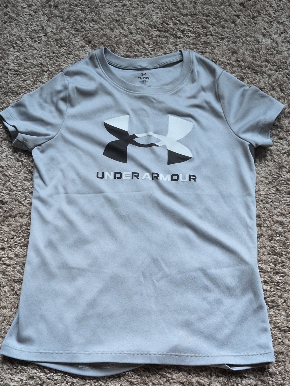 Under Armour Light Gray Athletic Logo Tee Youth Small